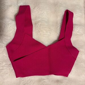 Aritzia Pink Wrap Cropped Top